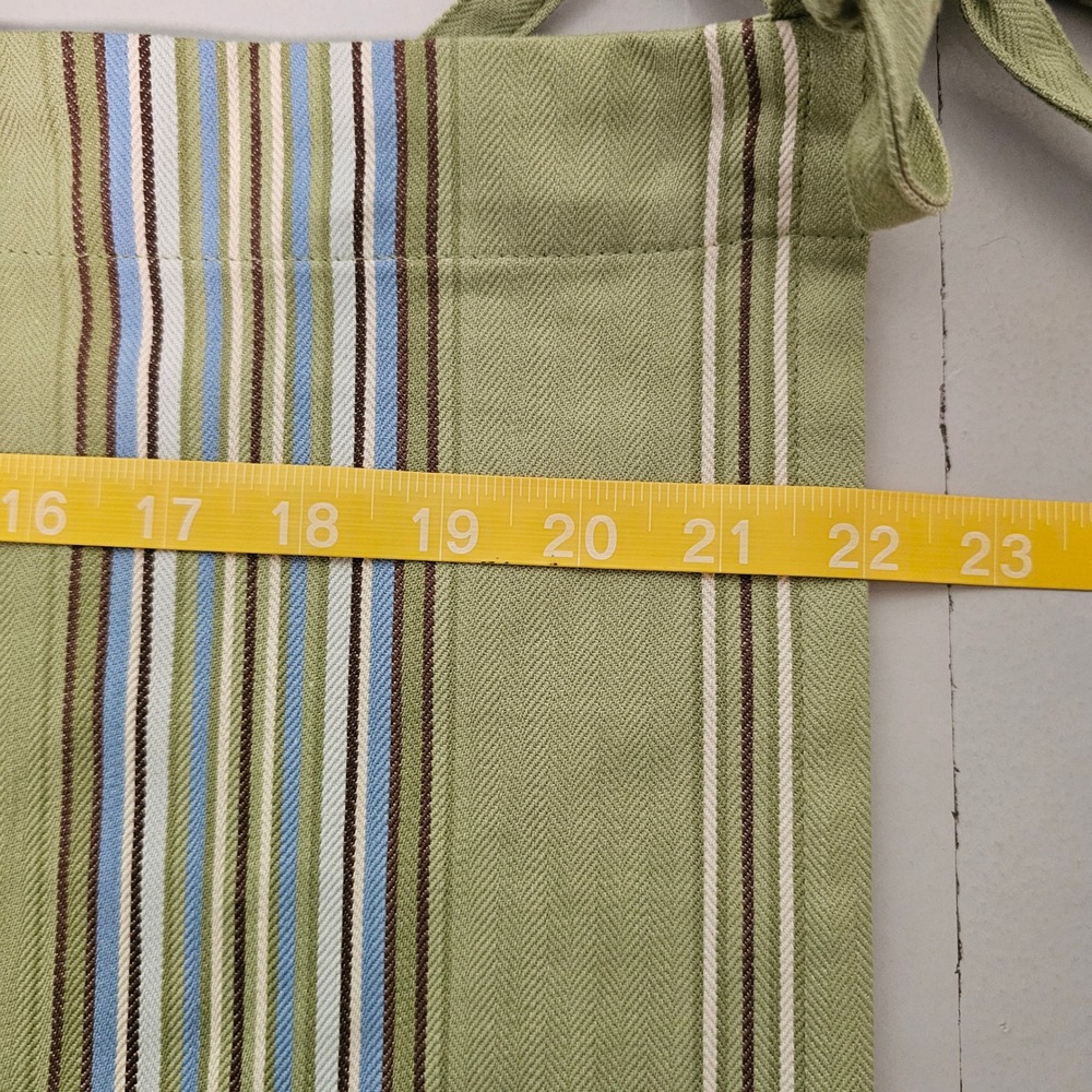 VTG Pottery Barn Cafe Curtains Valance Green Striped Cotton Ties Cottagecore - Picture 8 of 9
